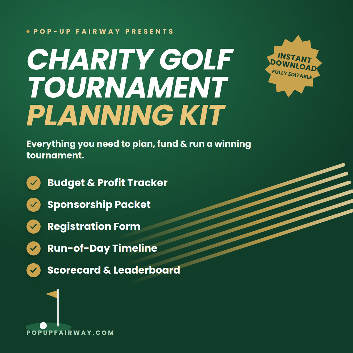 Charity Golf Tournament Planning Kit — Budget Tracker, Sponsorship & Registration Templates